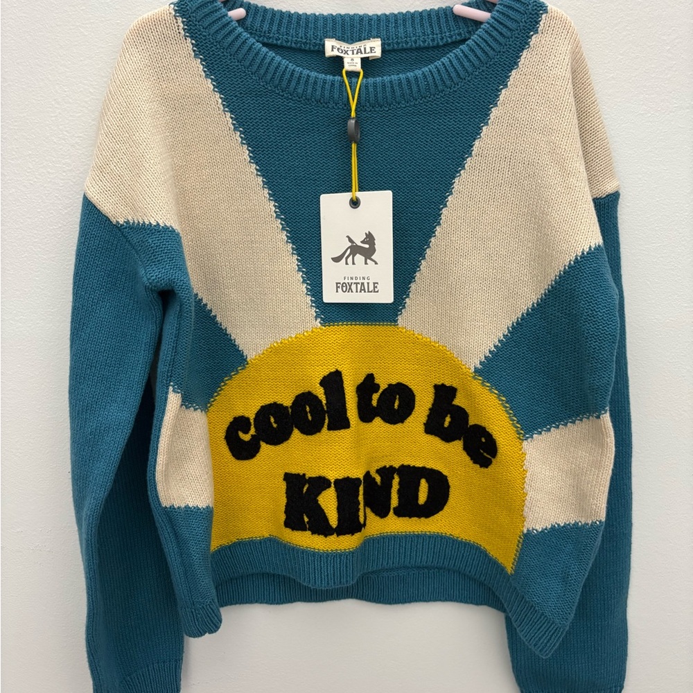 NWT Finding Foxtale “Cool to Be Kind” Knit Sweater Size 8